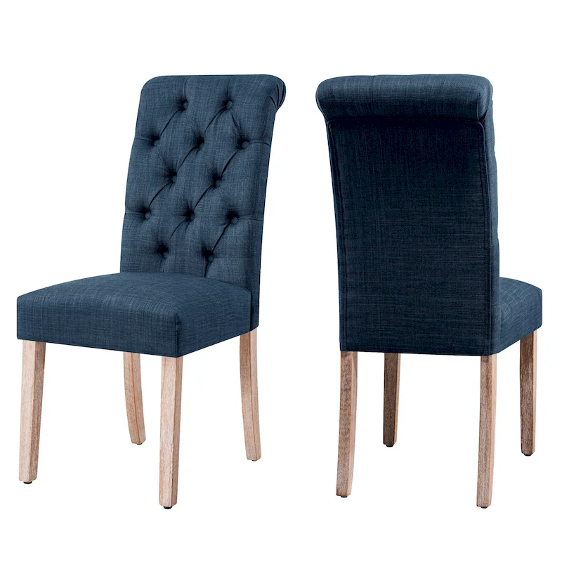 Subrtex(Set of 2)Linen Parsons Upholstered Button Dining Chair