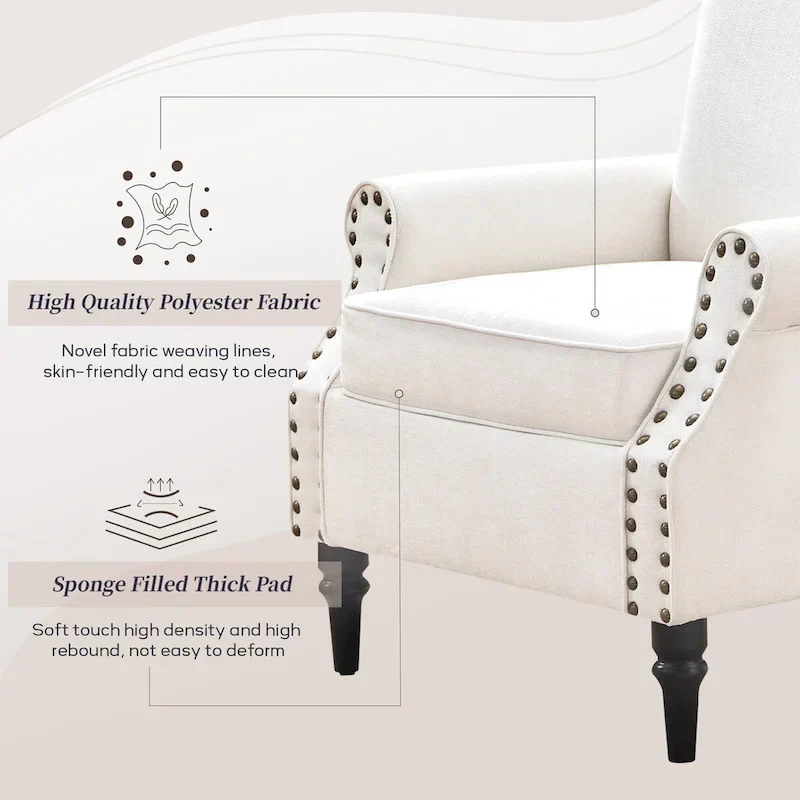 Classic Upholstered Accent Chair Set of 2