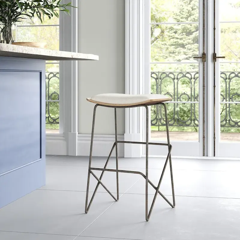 Cream Fabric Seat with Gold Metal Frame Counter Stool