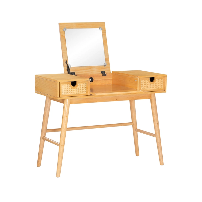 Chantal Natural Wooden 2 Cane Drawer Vanity