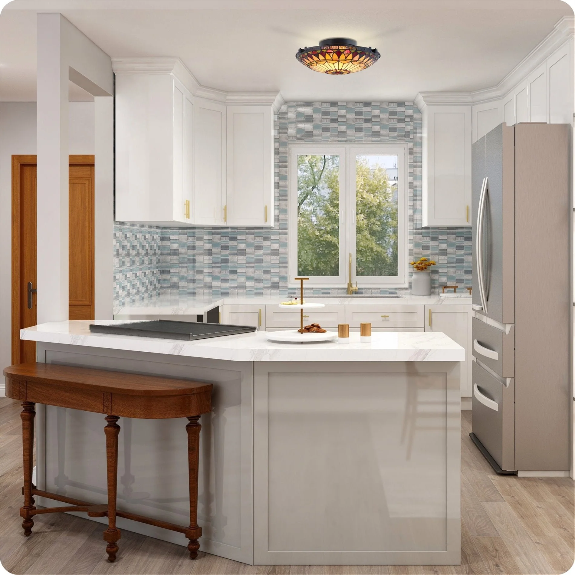 Mateo 16 2-Light Tiffany Glass Flush Mount Ceiling Light