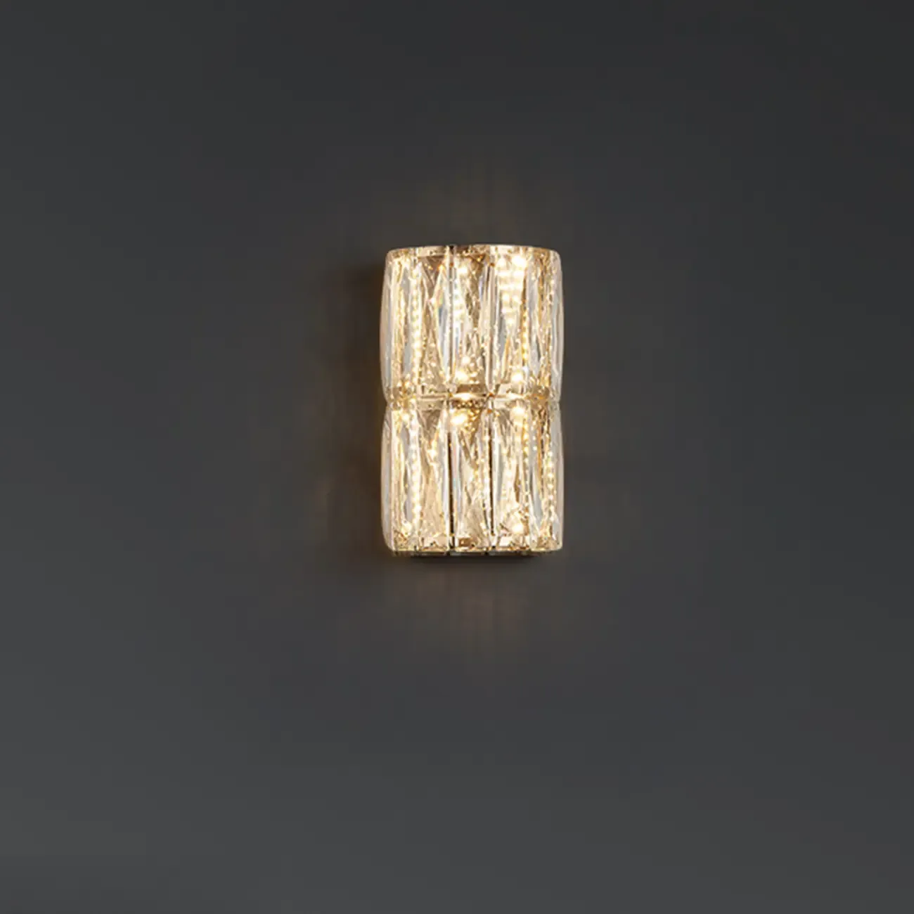 Direct-wired Steel Wall Sconce with Crystal Shade
