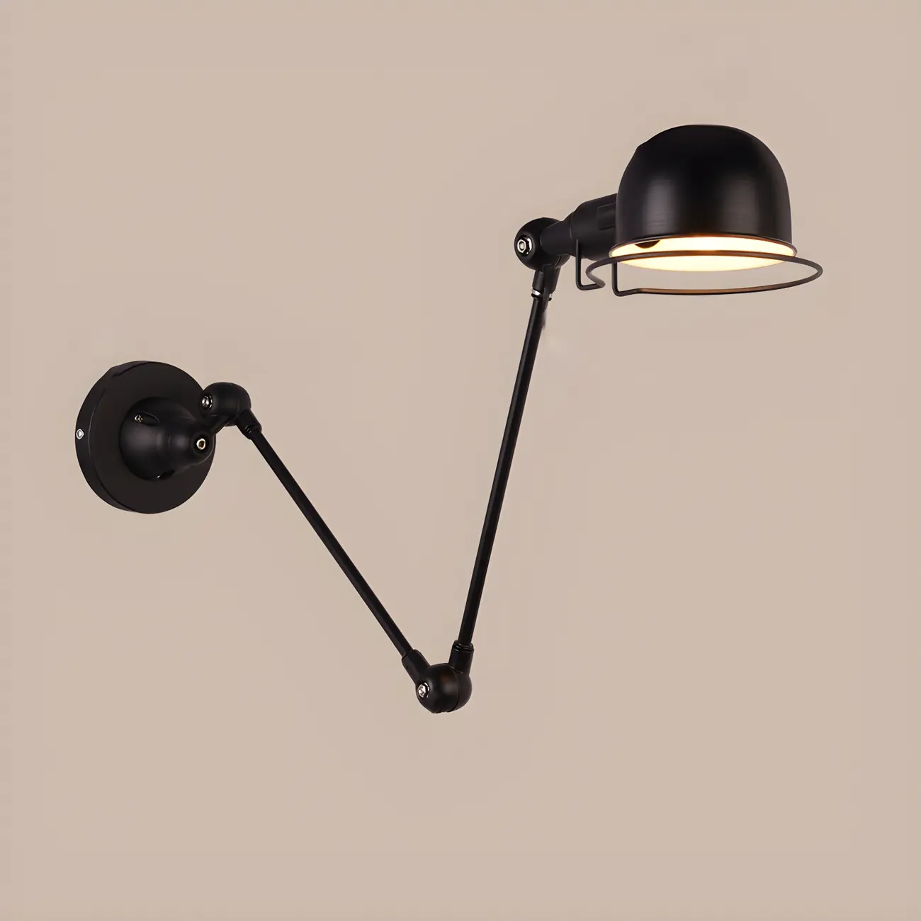 Industrial Metal Dome Adjustable Swing Arm Wall Light