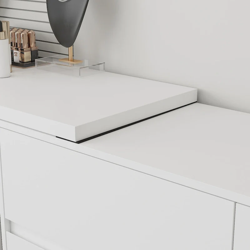 Timechee Home Rotating Dresser and Desk 6 Drawer Dresser Vanity Makeup