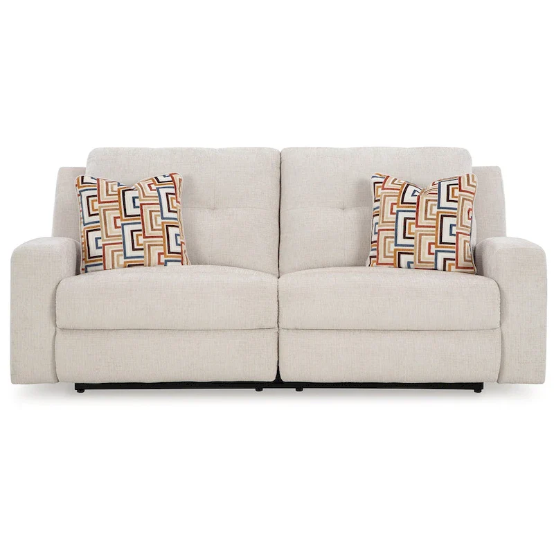 Genna Manual Reclining Sofa, Light Beige Polyester, 2 Pillows, 87 Inch