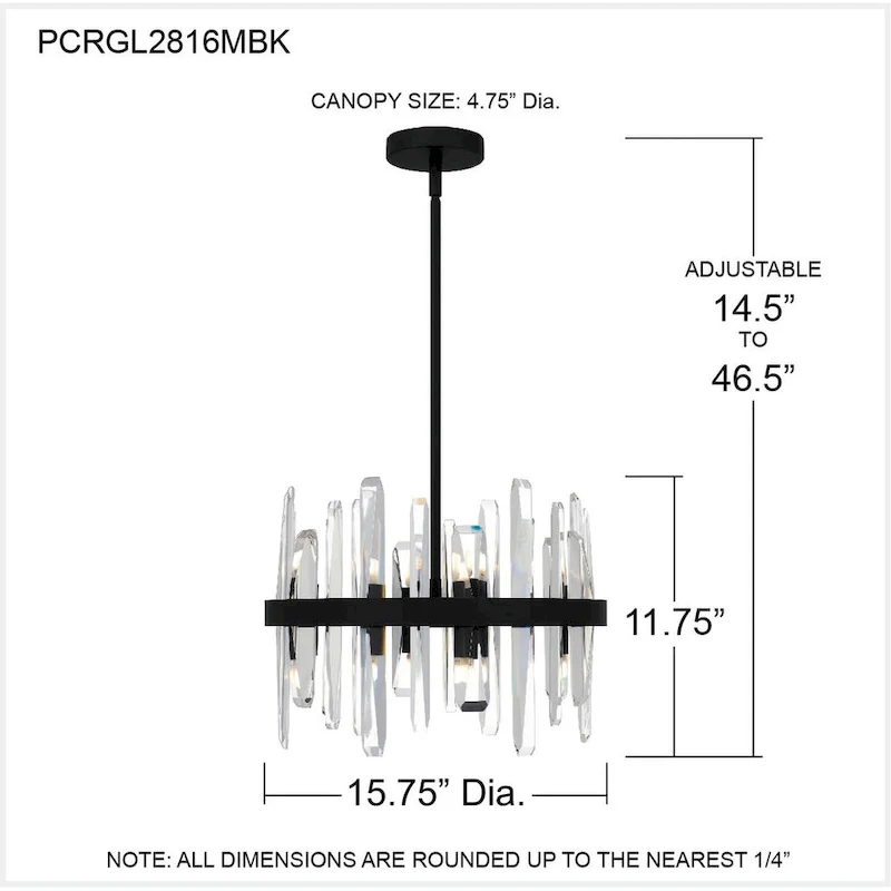 Regal 8-Light Matte Black Pendant Light