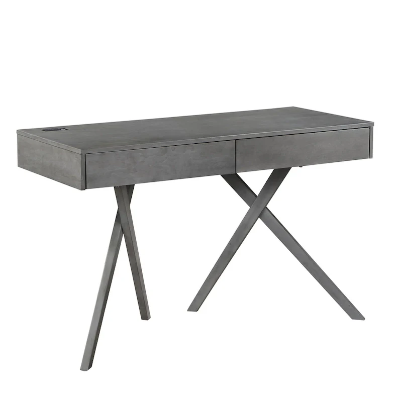 Foli Transitional 47-inch Wood 2-Drawer Desk with USBs and Power Outlets by Furniture of America