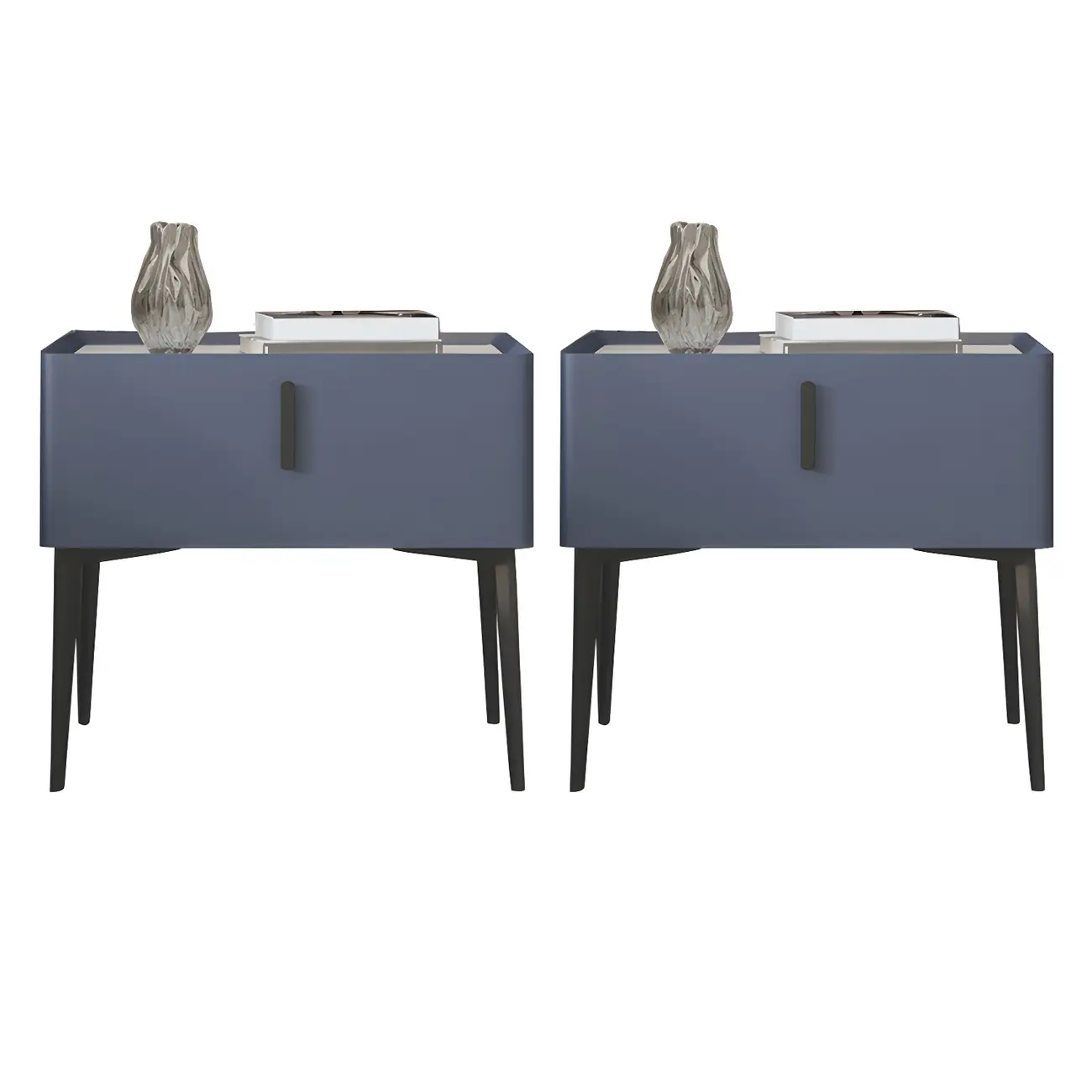 Trendy Narrow Cubic Wooden Nightstand with Legs