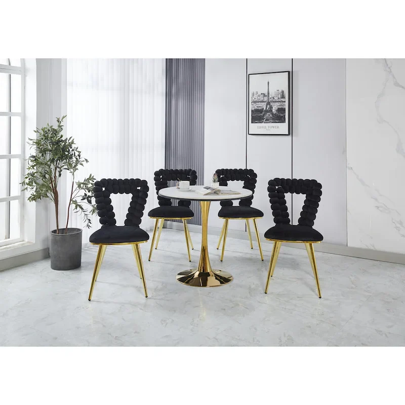 Gold+Black Modern 22.04 Accent Chairs (Set of 2)