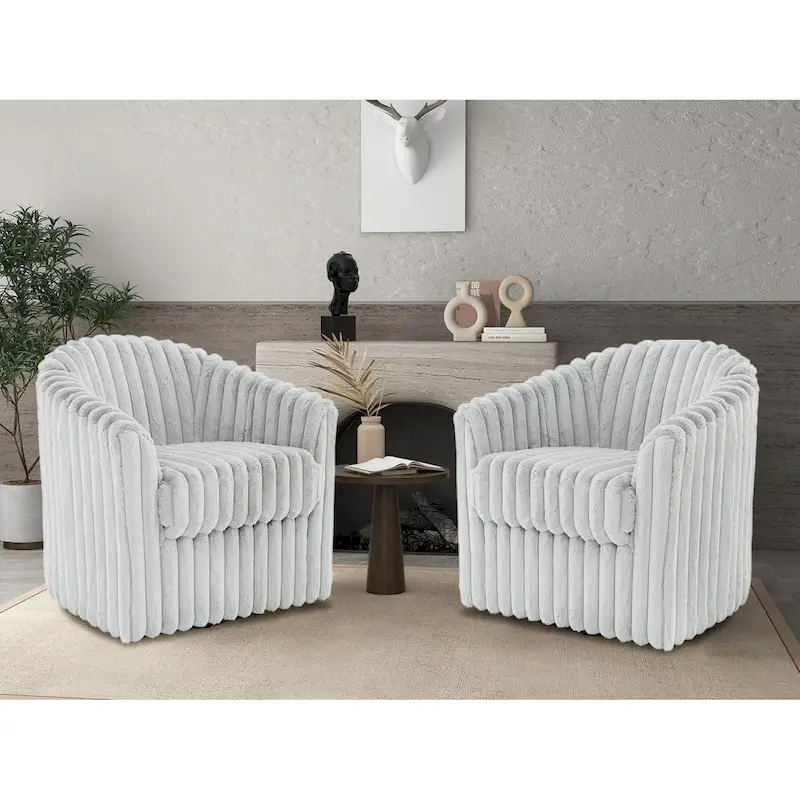 Single Sofa Armchair Swivel Barrel Chair (Set of 2)