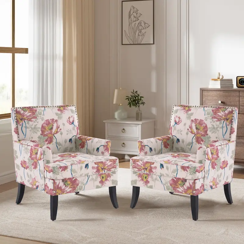 Armchair Accent Chairs with Nailhead Trim Set of 2
