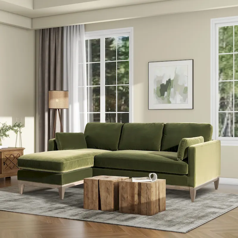 Knox 89 Performance Velvet Reversible Chaise Sectional Sofa