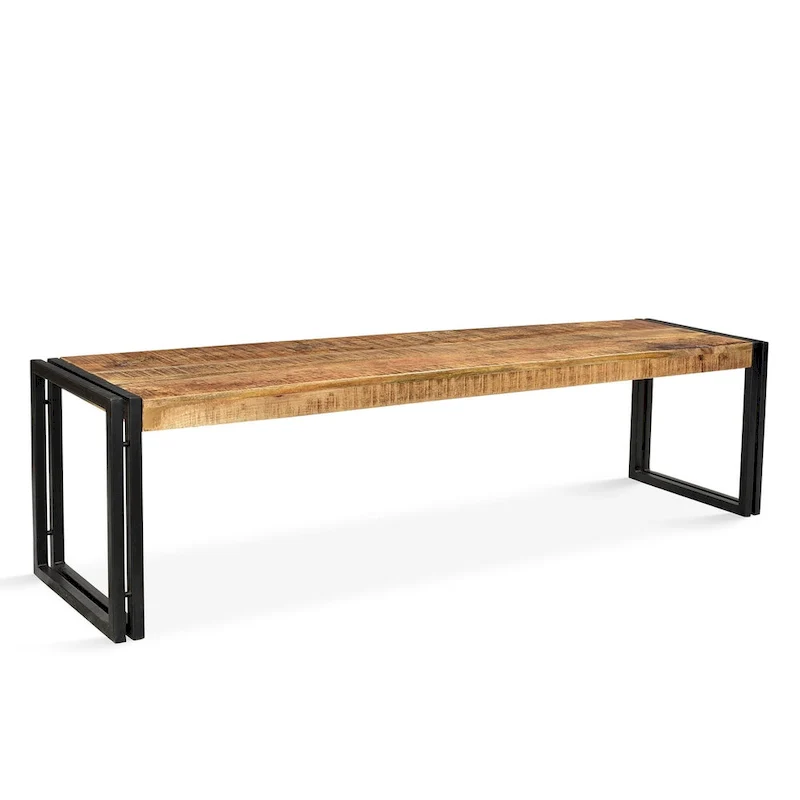 Timbergirl Handmade Reclaimed Wood and Metal Bench (India)
