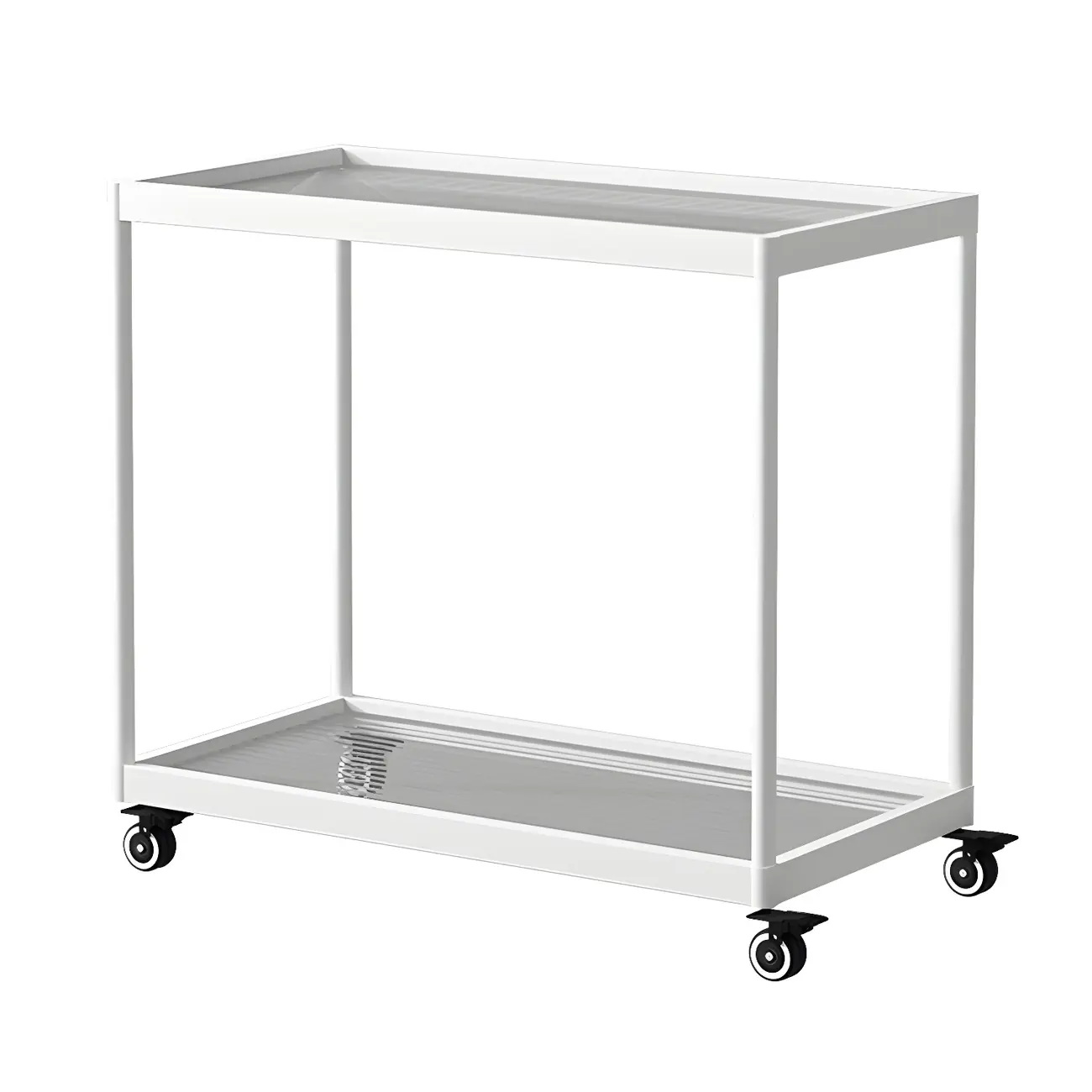 Gold Glass Rectangular Top Shelf Side Table on Wheels