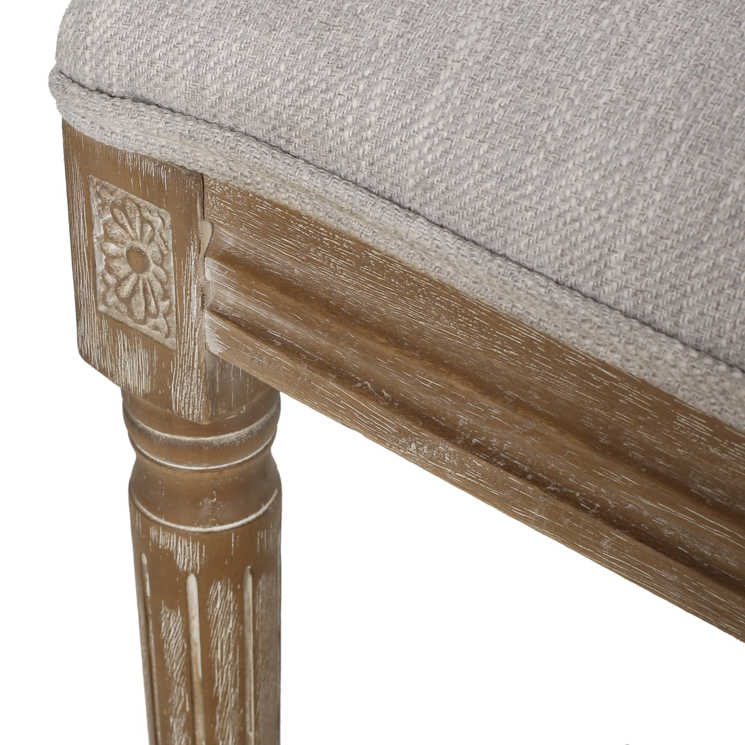 French Country Wood and Cane Upholstered Dining Chair, Set of 2 - NH784513