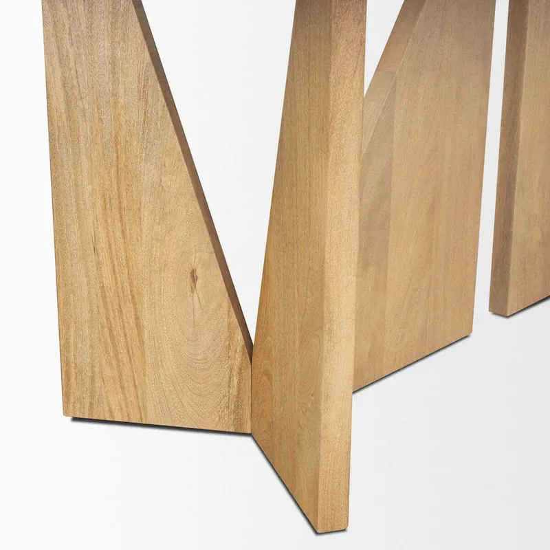 Tarro 84  Rectangular Light Brown Wood w/ Geometrical Base Dining Table - 84.0L x 42.0W x 30.0H