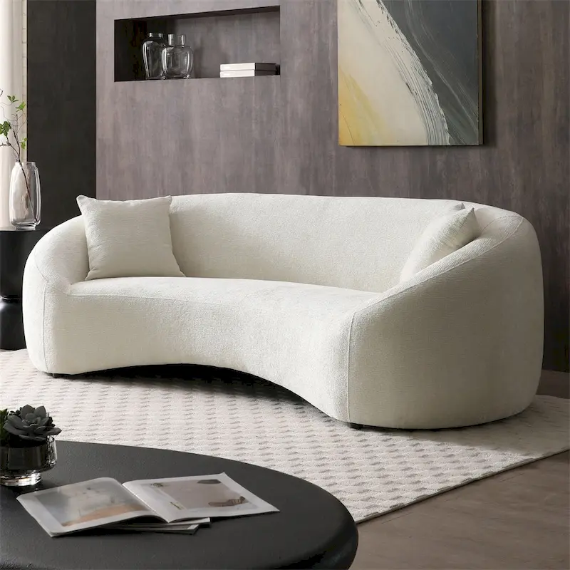 Minimalist 3 Seater Velvet Curved Sofa