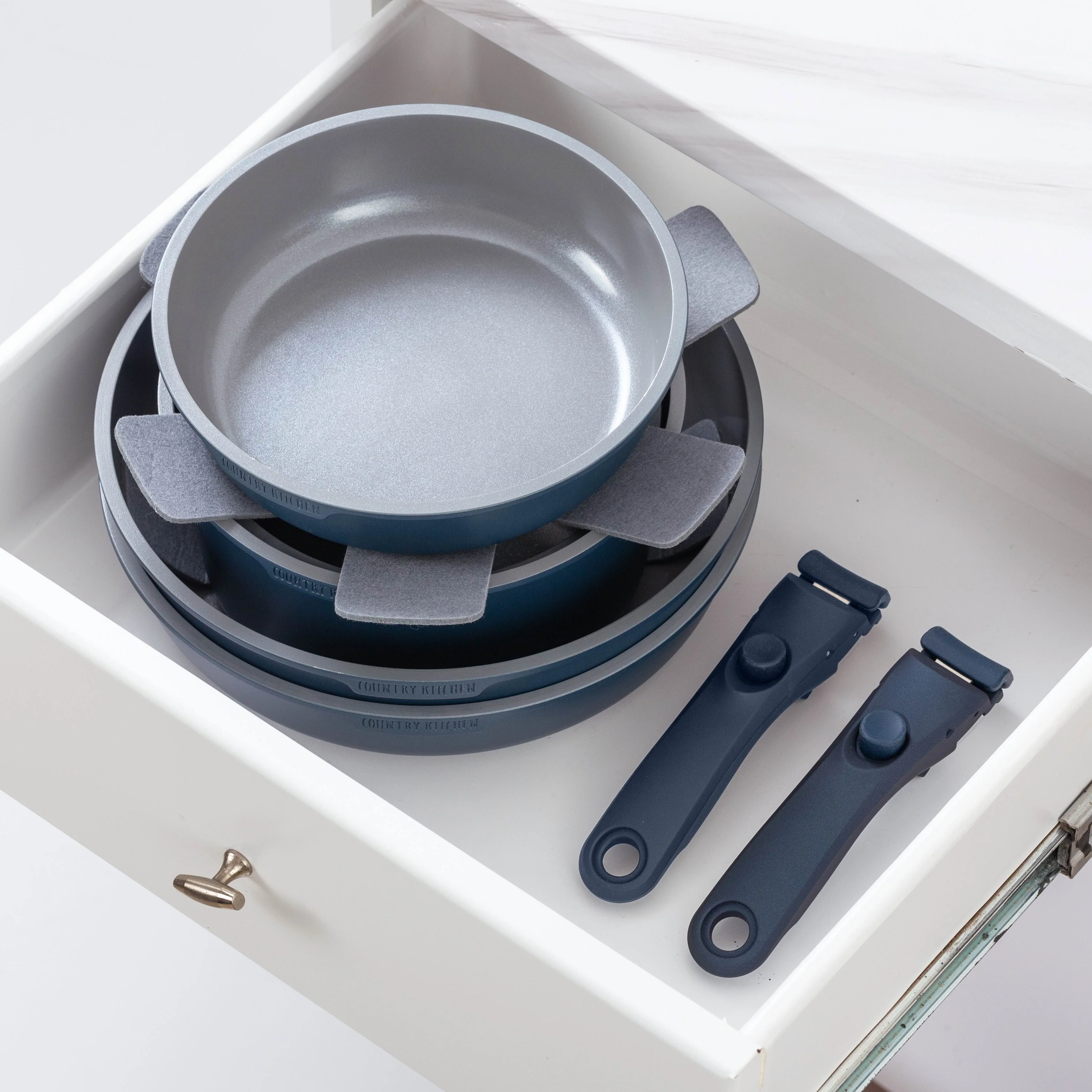 Country Kitchen 16 Piece RV Cookware Set Ceramic with Removable Handle Oven Safe