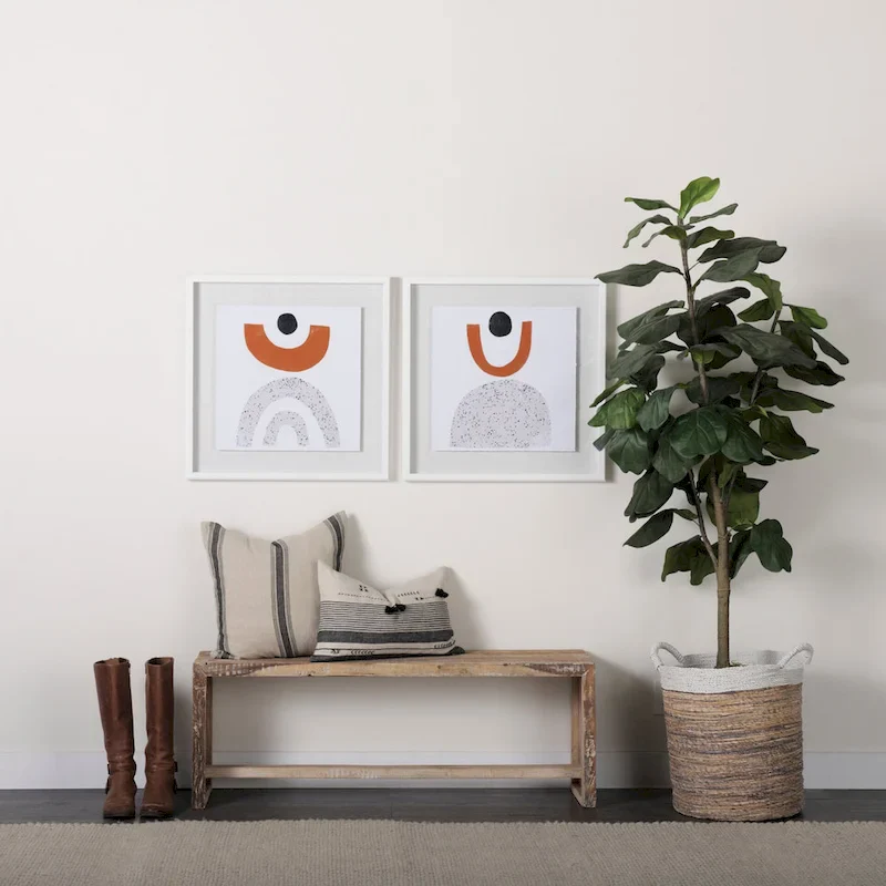 Reclaimed Wood Entryway Bench, Brown, Rustic, Boxy Frame, 47