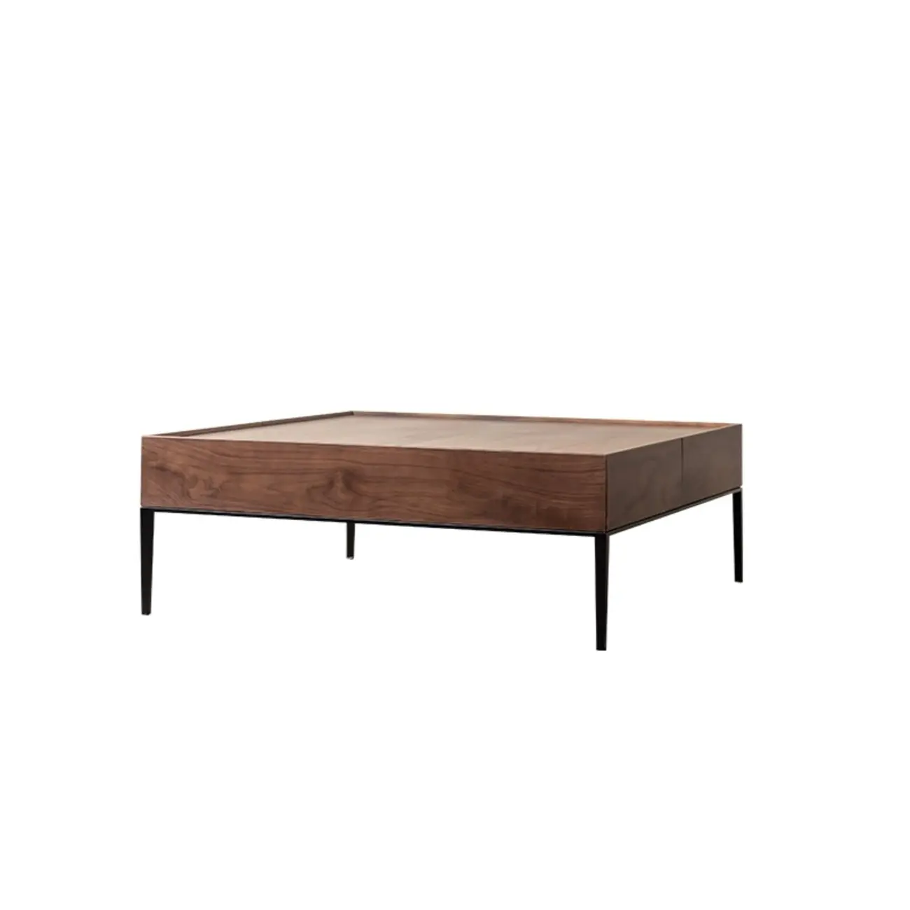Rustic Wooden Square Coffee Table with Storage & Tray Top