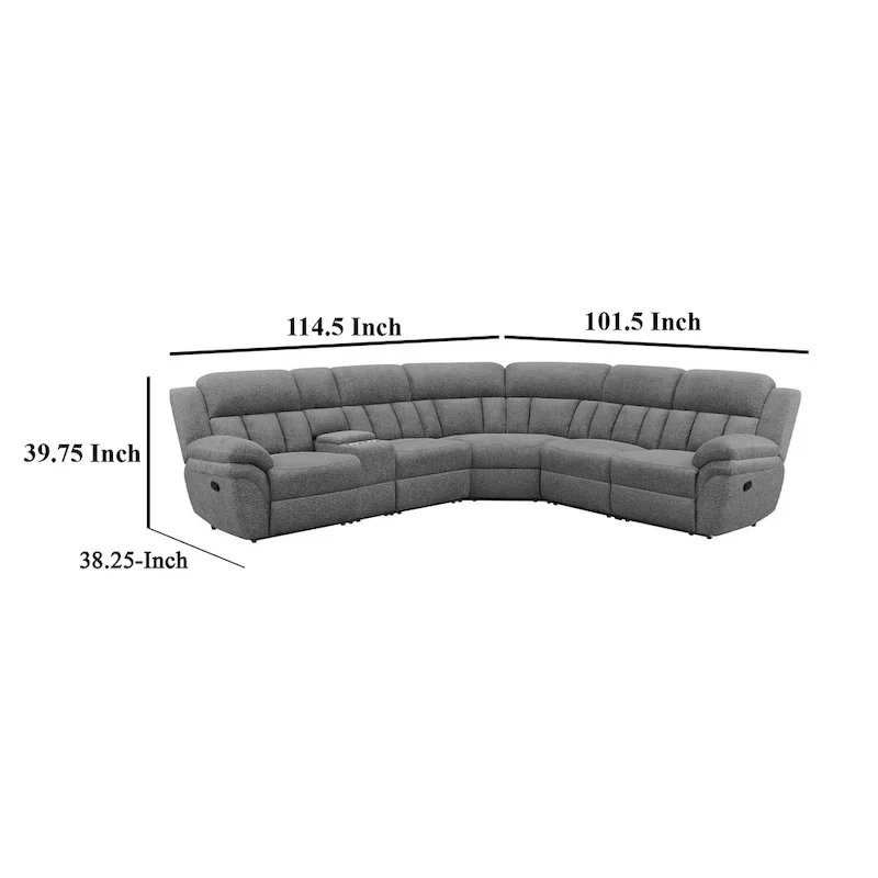 Diko 6pc Modular Sectional Sofa, Dark Gray Chenille, Manual Reclining