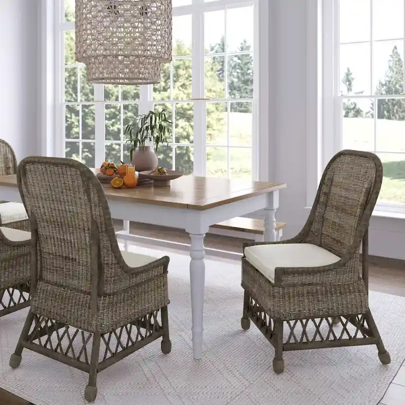 Natural Woven Rattan Dining Chair with Cushion