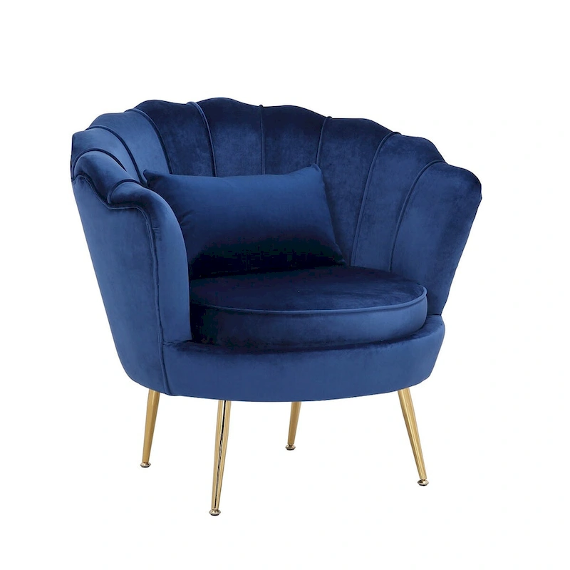 Blue Velvet Lounge Chair - 29  H x 32.5  W x 31.5  D