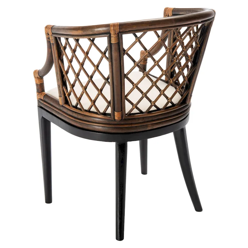 SAFAVIEH Theona Rattan Lattice Arm Chair - 22.3 W x 23 L x 31.3 H - 22Wx23Dx31H