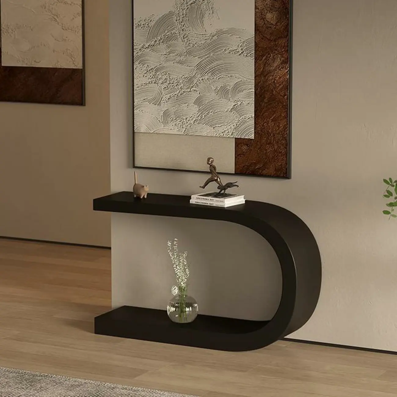 U-Shaped Metal White Narrow Console Table