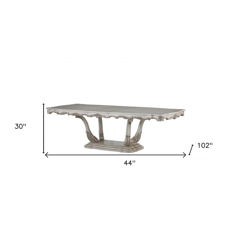 44 Off White Solid Wood Pedestal Base Dining Table