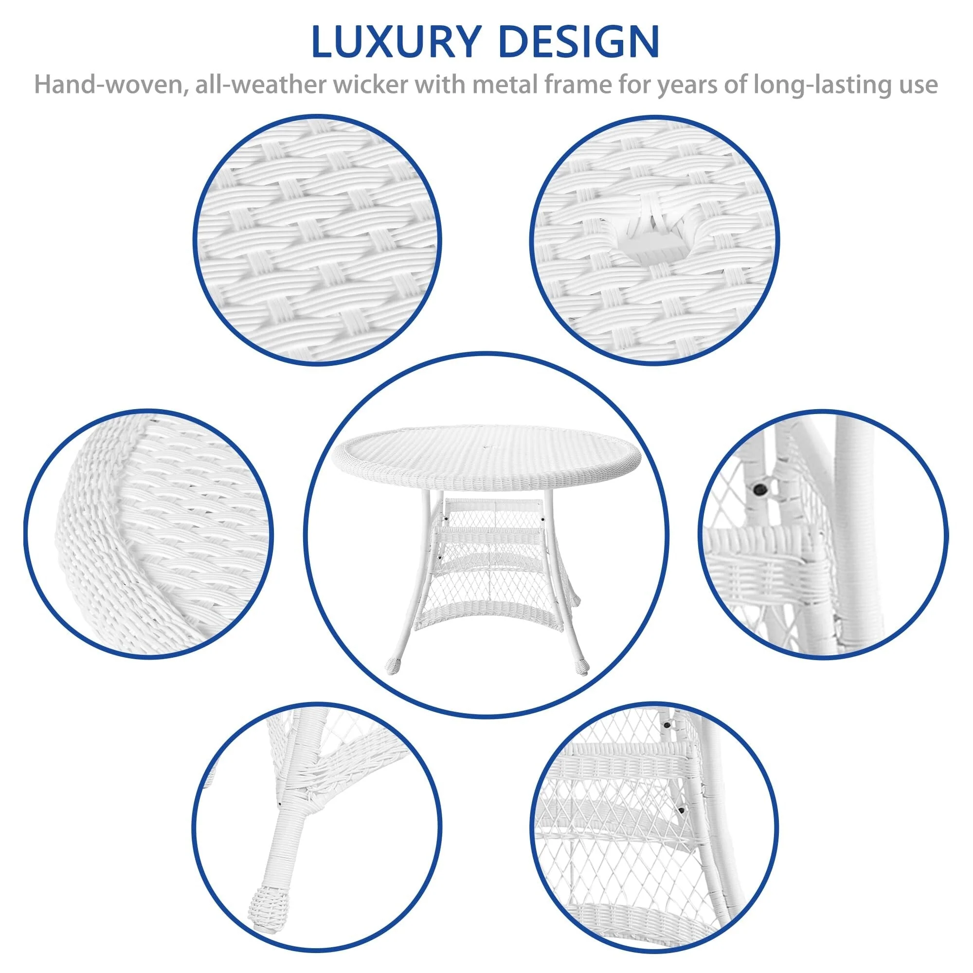 5-piece White Resin Wicker Dining Set