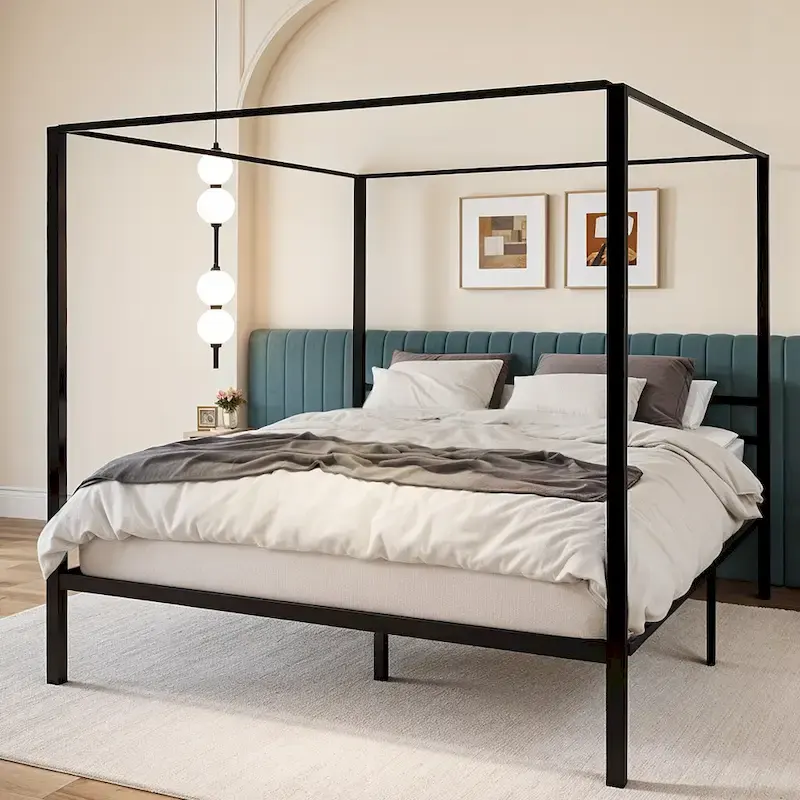 Metal Full Canopy Platform Bed Frame