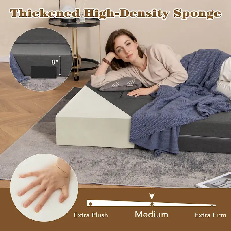 Costway 8-Inch Folding Sofa Bed with High-density Foam & Washable