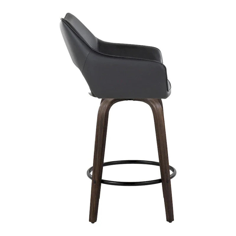 Mac 26 Fixed-Height Upholstered Counter Stool with Bent Wood Legs & Round Footrest (Set of 2)