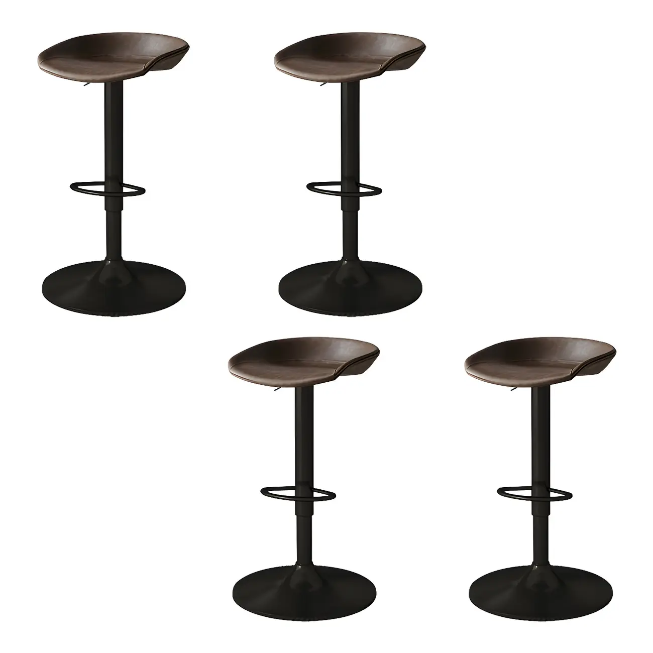 Modern Leather Black Pedestal Swivel Adjustable Bar Stool