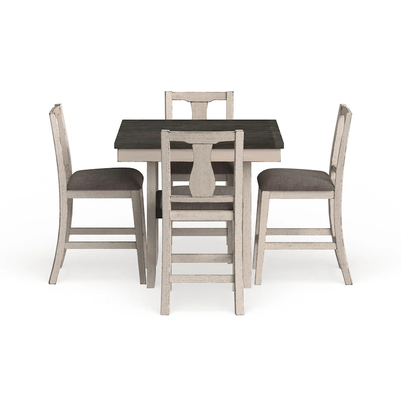 Merichleri Rustic Antique White Wood 5-Piece Counter Height Dining Set by Copper Grove