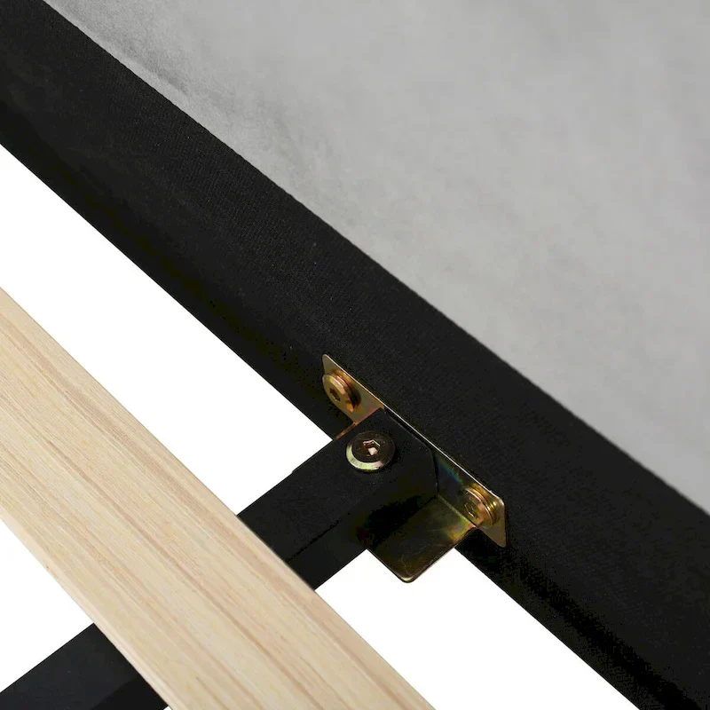 Upholstered Grounded Bed Mother & Child Bed with Bedside Desk and Little Round Stool