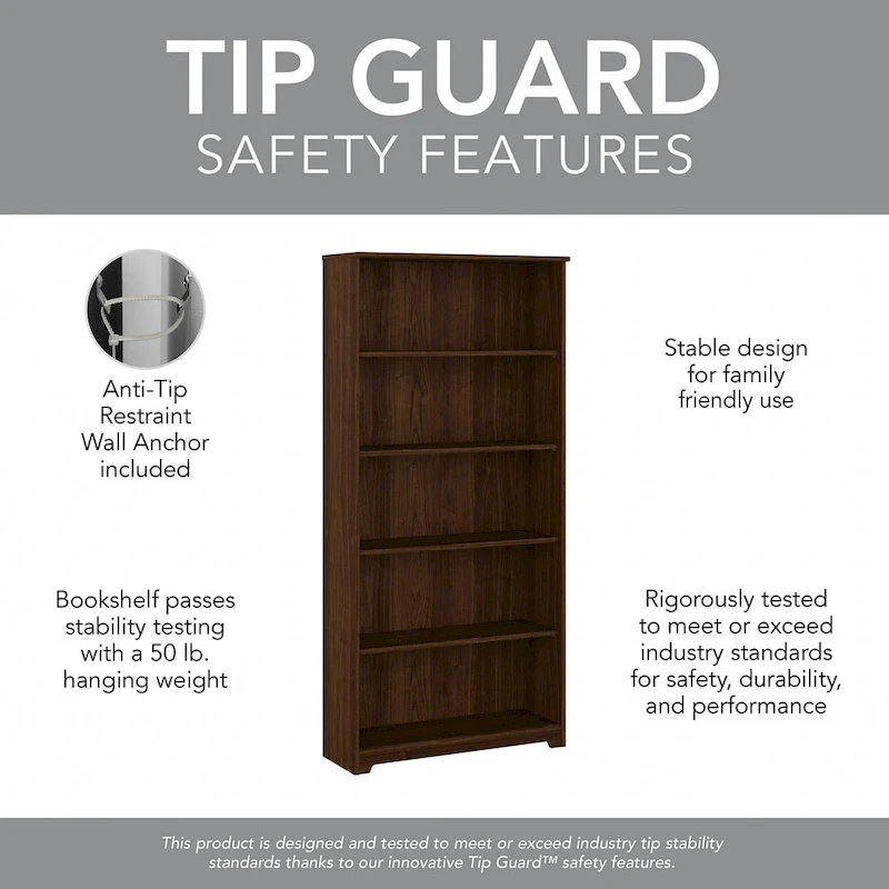 Cabot 60W L-Desk with Hutch, Cabinet and Bookcase by Bush Furniture