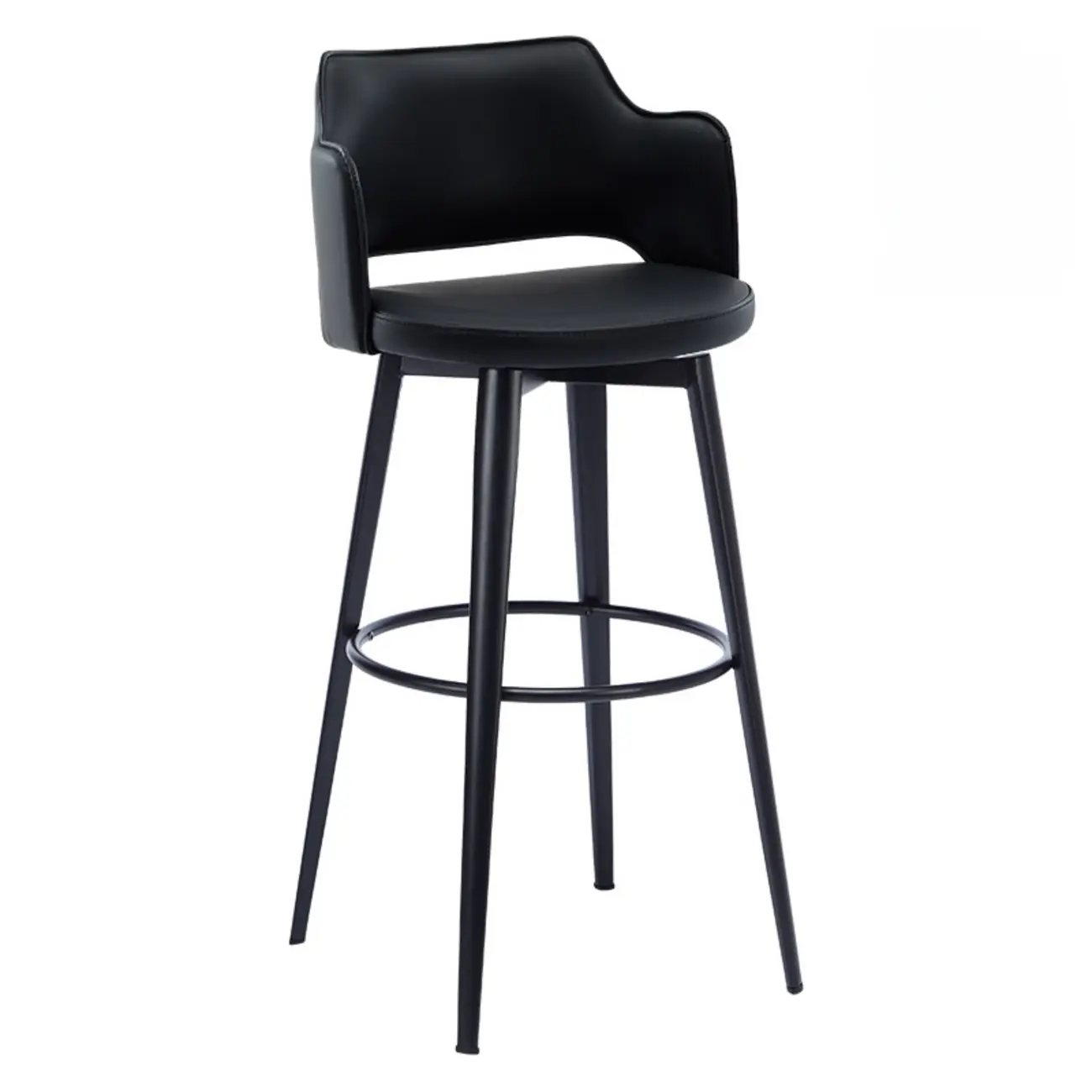 Mid-Century Modern Upholstered Bucket Seat Swivel Bar Stools