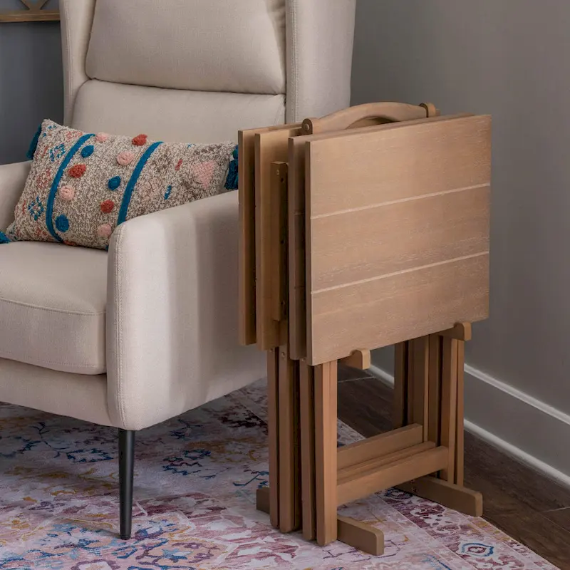 Acacia Driftwood Tray Table Set