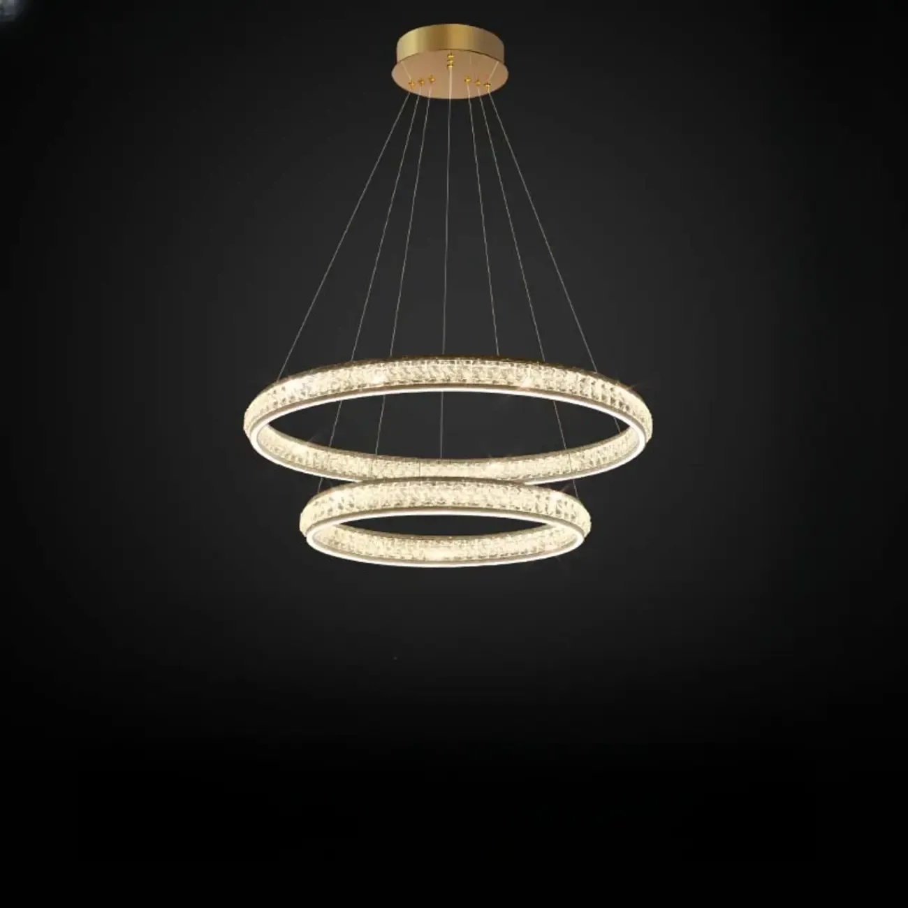 Luxury LED Golden Tiered Ring Crystal Chandelier