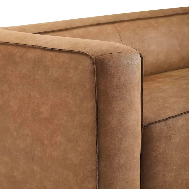 Brown Blended Leather Sofa - Modern Low-Profile (89.8