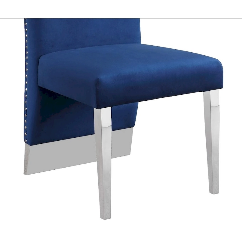 Best Quality Furniture Dining Chair includes Pleated Back, Nailhead-Trimmed, Chrome-Legged Chair (Set of 2)