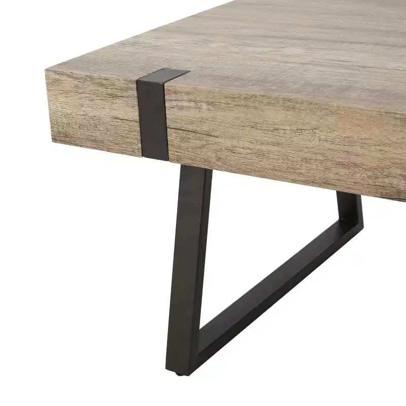43W Industrial Coffee Table Cocktail Table Center Table with Thick Top, Canyon Grey-ModernLuxe