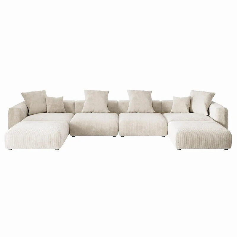 U-Shaped Luxurious Modular Sectional Couch with Chaise Ottoman