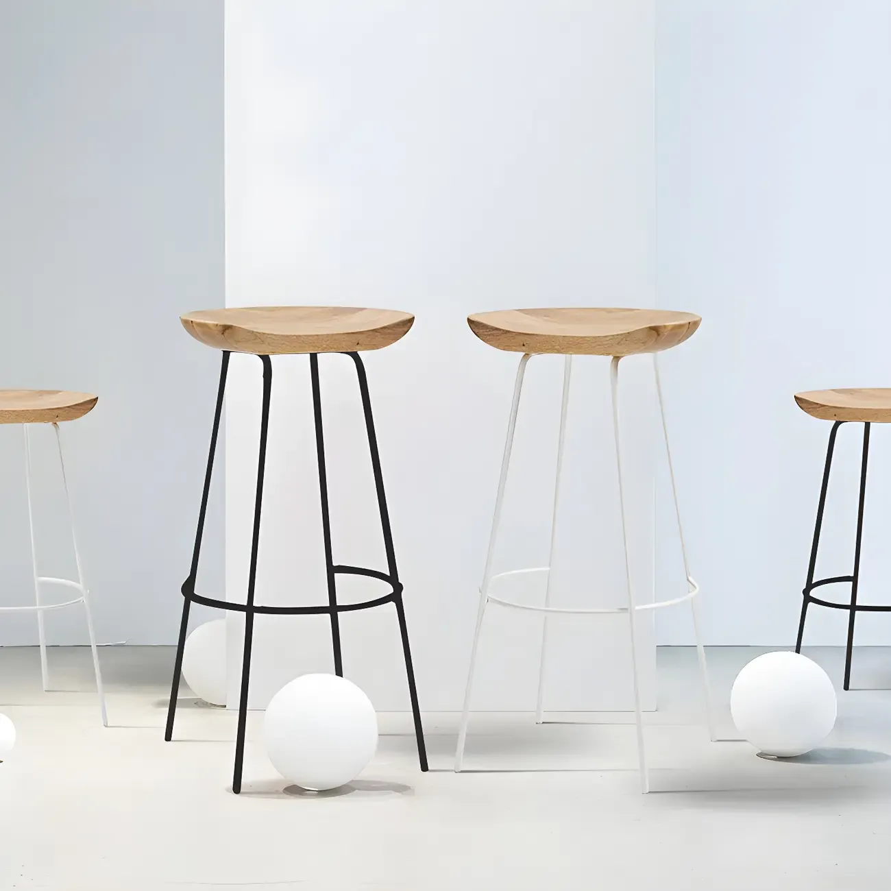 Modern Solid Wood Counter Height Bar Stools