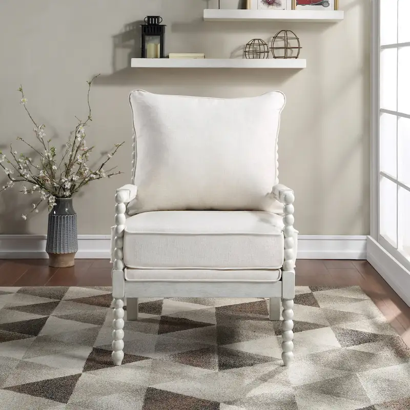 Kaylee Spindle Chair in Fabric with White Frame