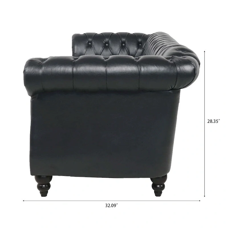 84.65   PU Rolled Arm Chesterfield 3 Seater Sofa