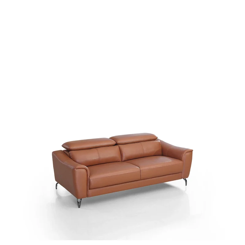Modern Cognac Leather Brown Sofa