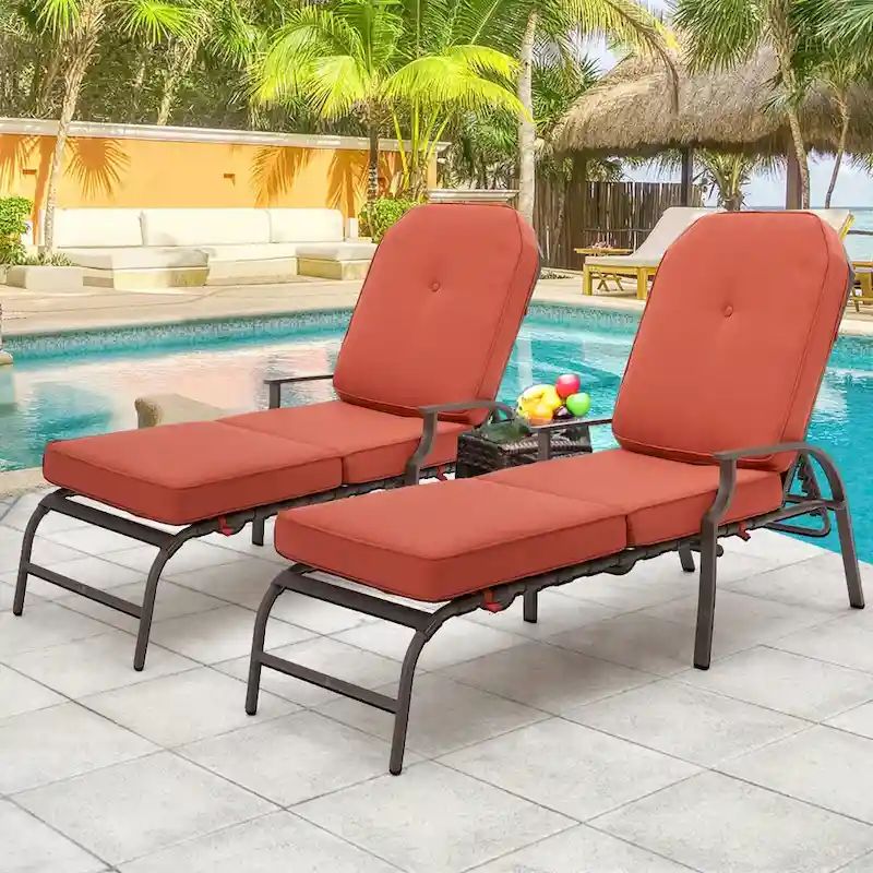 AECOJOY adjustable Outdoor Chaise Patio Lounge Chair (Set of 2)